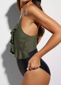 Flounced Cut-Out Swimsuit