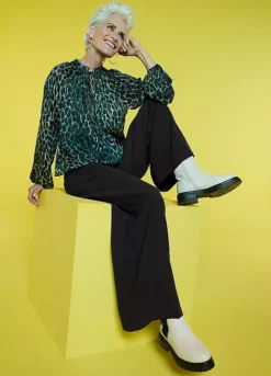 Freemans Green Animal Metallic Blouse