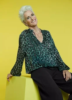 Freemans Green Animal Metallic Blouse -Cheap Ward Aunt Store Freemans Green Animal Metallic Blouse41D366FRSP W06