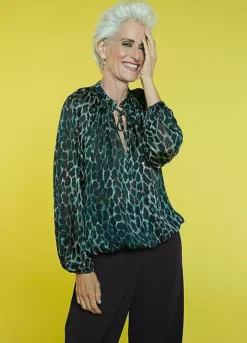 Freemans Green Animal Metallic Blouse -Cheap Ward Aunt Store Freemans Green Animal Metallic Blouse41D366FRSP W09