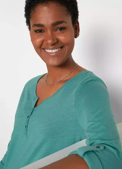 Henley Neckline Tunic -Cheap Ward Aunt Store Henley Neckline Tunic934168FRSP W03