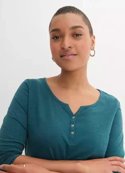 Henley Neckline Tunic -Cheap Ward Aunt Store Henley Neckline Tunic949890FRSP W01