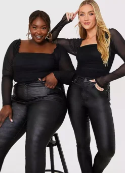 Jac Jossa Black Ruched Bodysuit