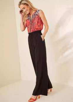 Kaleidoscope Black Wide Leg Pull On Trousers