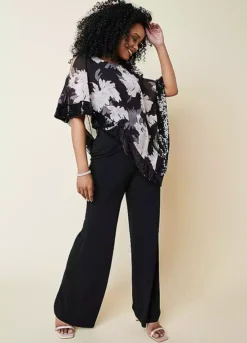 Kaleidoscope Floral Print Cape Top