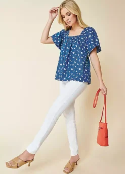 Kaleidoscope Floral Square Neck Tencel Top
