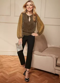 Kaleidoscope Gold Plisse Blouse