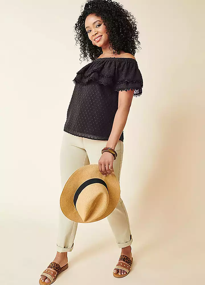 Kaleidoscope Ruffle Detail Bardot Top 4 Kaleidoscope Ruffle Detail Bardot Top - Image 2