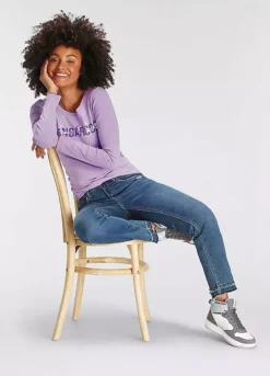 KangaROOS Logo Print Long Sleeve Top