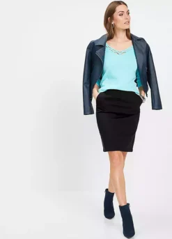 Knee Length Pencil Skirt -Cheap Ward Aunt Store Knee Length Pencil Skirt932092FRSP W04