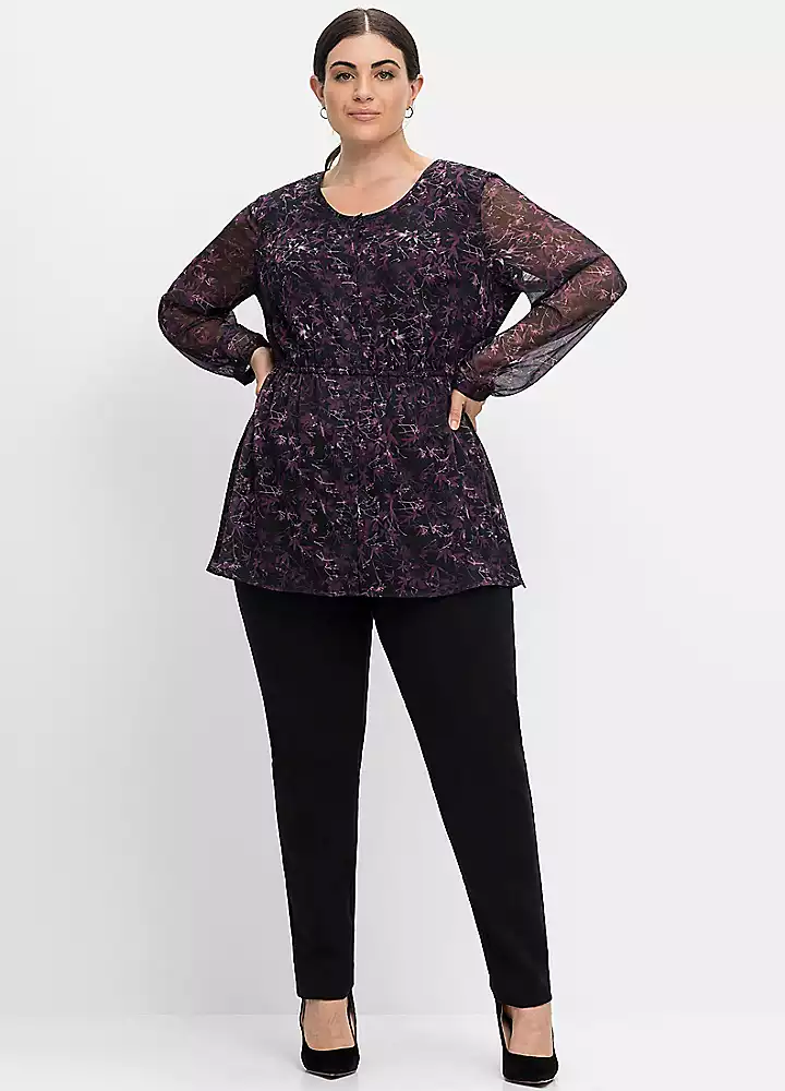 Sheego Black & Lilac Overlay Blouse 3 Sheego Black & Lilac Overlay Blouse