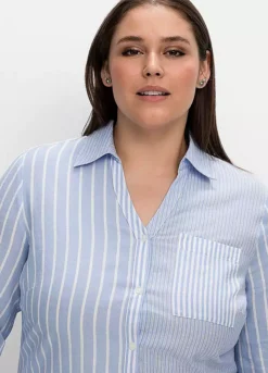 Sheego Stripe Long Sleeve Blouse