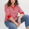 Sheego Striped V-Neck Top -Cheap Ward Aunt Store Sheego Striped V Neck Top64W361FRSP W04
