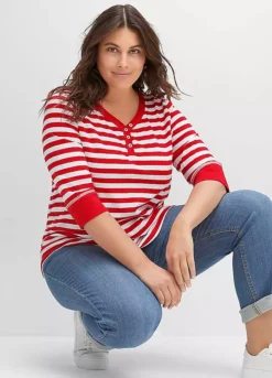 Sheego Striped V-Neck Top
