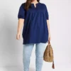 Short Sleeve Longline Blouse 1 Short Sleeve Longline Blouse -Cheap Ward Aunt Store Short Sleeve Longline Blouse958693FRSB W04