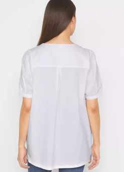 Short Sleeve Longline Blouse -Cheap Ward Aunt Store Short Sleeve Longline Blouse958694FRSP W01