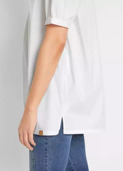 Short Sleeve Longline Blouse -Cheap Ward Aunt Store Short Sleeve Longline Blouse958694FRSP W03