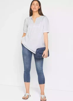 Short Sleeve Longline Blouse -Cheap Ward Aunt Store Short Sleeve Longline Blouse958694FRSP W04