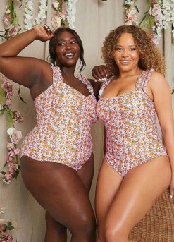 Stacey Solomon Floral Frill Strap Sweetheart Neck Swimsuit