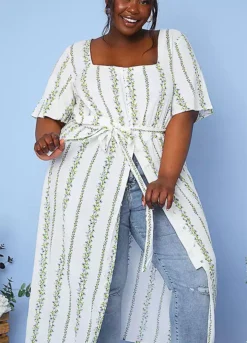 Stacey Solomon Responsible Viscose White Floral Square Neck Button Through Longline Blouse 9 Stacey Solomon Responsible Viscose White Floral Square Neck Button Through Longline Blouse -Cheap Ward Aunt Store Stacey Solomon Responsible Viscose White Floral Square Neck Button Through Longline Blouse74D997FRSP W07