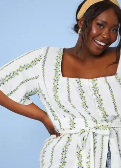 Stacey Solomon Responsible Viscose White Floral Square Neck Button Through Longline Blouse 10 Stacey Solomon Responsible Viscose White Floral Square Neck Button Through Longline Blouse -Cheap Ward Aunt Store Stacey Solomon Responsible Viscose White Floral Square Neck Button Through Longline Blouse74D997FRSP W08