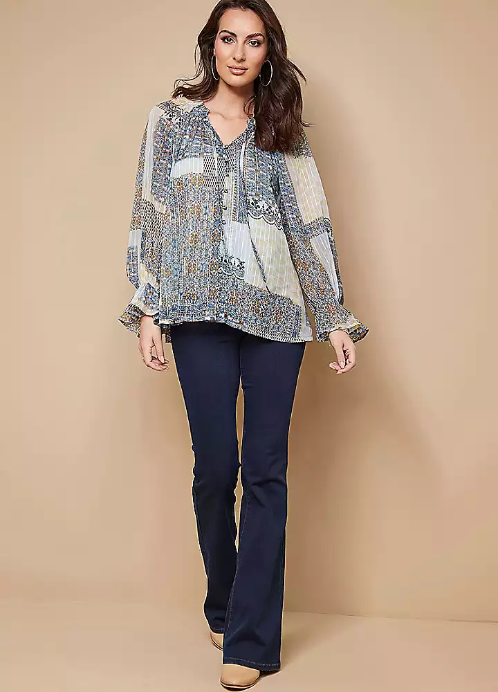 Together! Together Blue Patchwork Print Blouse 3 Together! Together Blue Patchwork Print Blouse