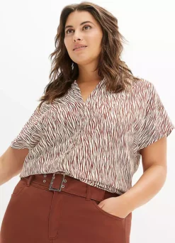 Cheap Ward Aunt Store -Cheap Ward Aunt Store bonprix Animal Print V Neck Crepe Blouse929563FRSB