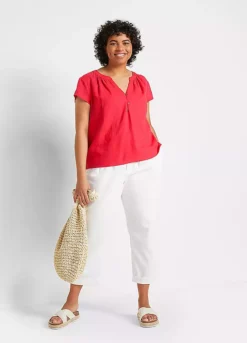 Bonprix Cap Sleeve Linen Blend Blouse