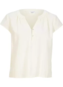 Bonprix Cap Sleeve Linen Blend Blouse -Cheap Ward Aunt Store bonprix Cap Sleeve Linen Blend Blouse957706FRSC