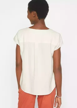 Bonprix Cap Sleeve Linen Blend Blouse -Cheap Ward Aunt Store bonprix Cap Sleeve Linen Blend Blouse957706FRSP W01