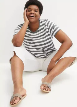 Bonprix Pack Of 2 Crew Neck Stripe T-Shirts