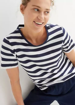 Bonprix Pack Of 2 Crew Neck Stripe T-Shirts -Cheap Ward Aunt Store bonprix Pack of 2 Crew Neck Stripe T Shirts947845FRSP W03