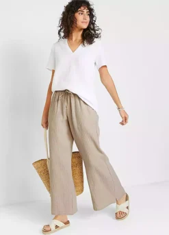 Bonprix Wide Leg Cotton Palazzo Trousers